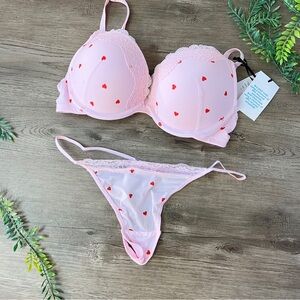 Heart Print Lingerie Set